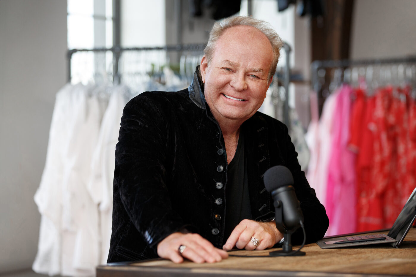 Bret Schnitker recording the Clothing Coulture podcast